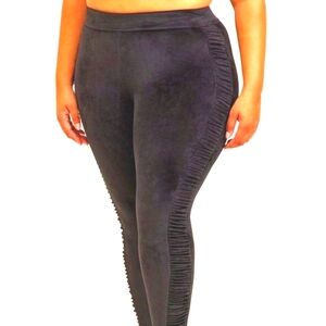 ❤️NWT VINTAGE TORRID LEGGING - CRUSHED VELVET VELOUR - RUCHED SIDE DETAIL 2X